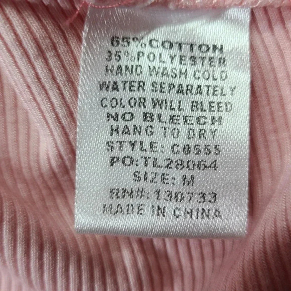 Umgee Cold Shoulder Top Blouse Tunic Women's Medium Pink Ribbed Stretch - Picture 6 of 7